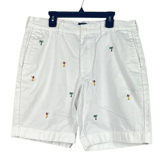 J.Crew Other - J.Crew Gramercy White Chino Denim Shorts Hula Girl Palm Tree Print Mens 32